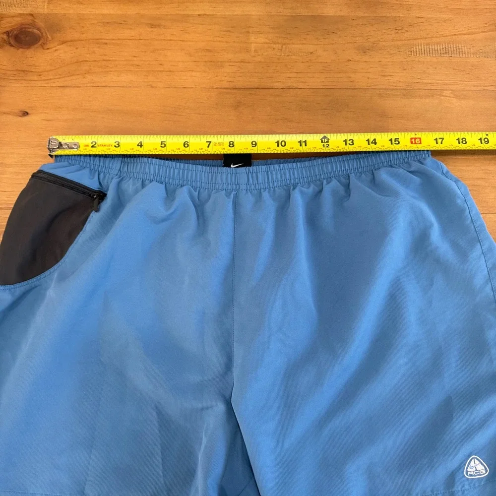 Nike ACG Dri-FIT Shorts Mens XL Blue Mesh‎ Zip Pocket Athletic Hiking 9104
